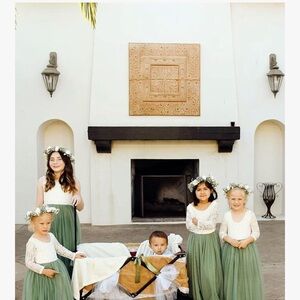 Elegant Green and White Kids Formal Dress